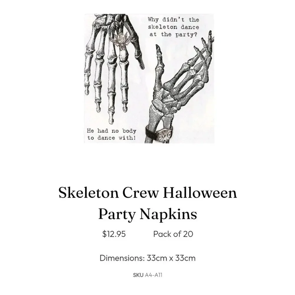 20 Paper Napkins 2 Skeletal Gothic Hands New Bee Watch Decoupage Party
